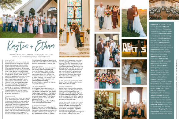 Kayten Marie Snider + Ethan Thomas White September 27, 2025 • Beeville, TX Twisted Ranch Events photos by By Felecia Photography & Morgan McGinnis